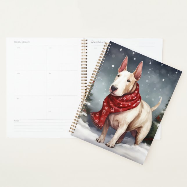 Bull Terrier Dog im Schnee Weihnachten Planer (Anzeige)