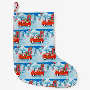 Bull Terrier Dog in Christmas Delivery Truck Schne Kleiner Weihnachtsstrumpf