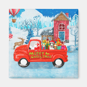 Bull Terrier Dog in Christmas Delivery Truck Schne Magnet