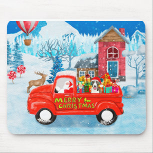 Bull Terrier Dog in Christmas Delivery Truck Schne Mousepad