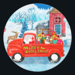 Bull Terrier Dog in Christmas Delivery Truck Schne Runder Aufkleber<br><div class="desc">Eine perfekte Weihnachtsgeschenkidee für jemanden,  der Hunde Liebe. Dieser niedliche Hund sitzt im weihnachtlichen Lieferwagen und ist ein Geschenk für Ihre Freunde oder Familie,  die Liebe haben oder Hunde besitzen.</div>