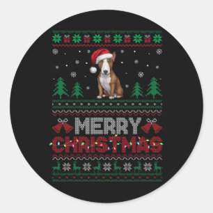 Bull Terrier Dog Lovers Weihnachtsmannmütze Weihna Runder Aufkleber