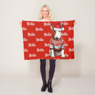 Bull Terrier Dog mit Namen Gemusterte Weihnachten Fleecedecke