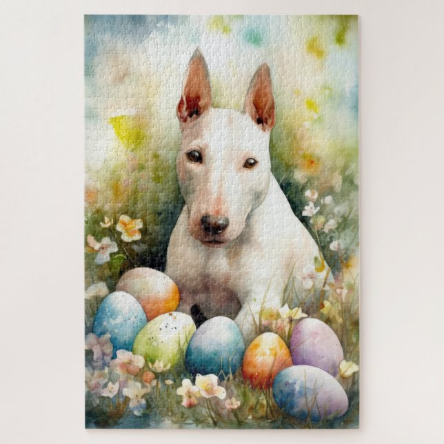 Bull Terrier Dog mit Ostereier Urlaub (Vertikal)