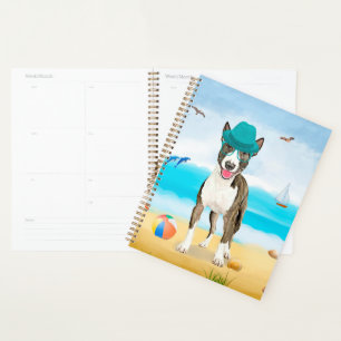 Bull Terrier Dog on Beach Planer