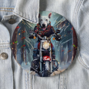 Bull Terrier Dog Riding Motorrad Weihnachten Button