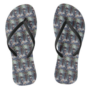 Bull Terrier Dog Riding Motorrad Weihnachten Flip Flops