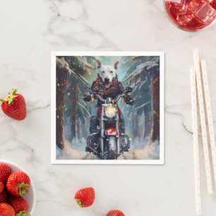Bull Terrier Dog Riding Motorrad Weihnachten Serviette