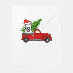 Bull Terrier Dog Riding Red Truck Weihnachtsdekor Fleecedecke
