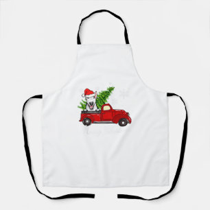 Bull Terrier Dog Riding Red Truck Weihnachtsdekor Schürze