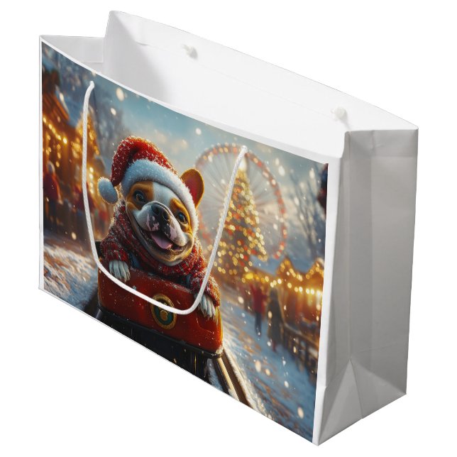 Bull Terrier Dog Roller Untersetzer Weihnachten Große Geschenktüte (Vorderseite Schrägansicht)