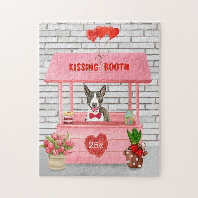 Bull Terrier Dog Valentine's Day Kissing Booth (Vertikal)