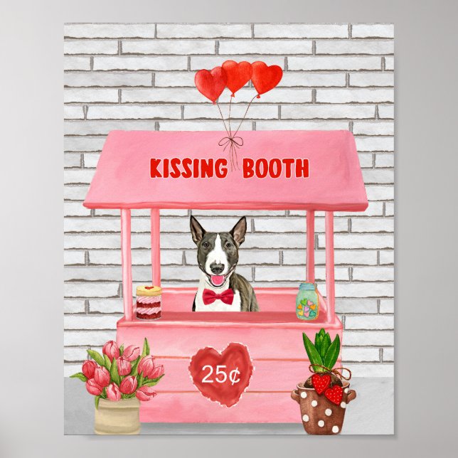 Bull Terrier Dog Valentine's Day Kissing Booth Poster (Vorne)