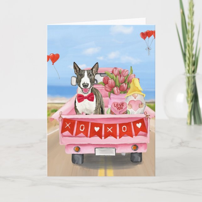 Bull Terrier Dog Valentine's Day Lkw Herz Dankeskarte (Vorderseite)