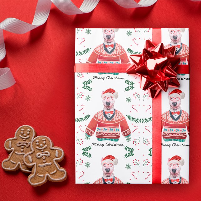 Bull Terrier Dog Weekend Weihnachts-Sweater Festiv Geschenkpapier (Von Creator hochgeladen)