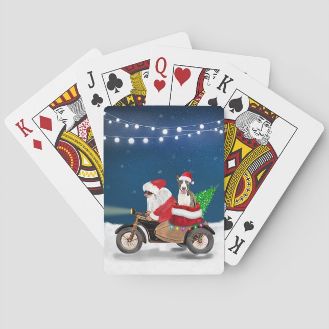 Bull Terrier Dog Weihnachtsmann Spielkarten (Rückseite)