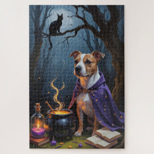 Bull Terrier Dog Whimsical Halloween Malerei