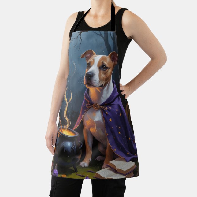 Bull Terrier Dog Whimsical Halloween Malerei Schürze (InSitu)