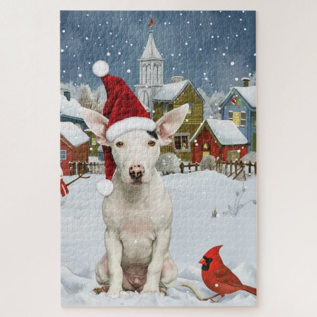 Bull Terrier Dog Winter Wunderland Weihnachtsfreud (Vertikal)