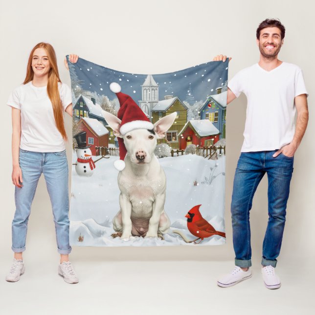 Bull Terrier Dog Winter Wunderland Weihnachtsfreud Fleecedecke (Beispiel)