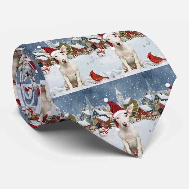 Bull Terrier Dog Winter Wunderland Weihnachtsfreud Krawatte (Gerollt)