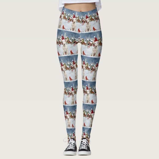 Bull Terrier Dog Winter Wunderland Weihnachtsfreud Leggings (Vorderseite)