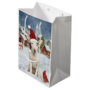Bull Terrier Dog Winter Wunderland Weihnachtsfreud Mittlere Geschenktüte