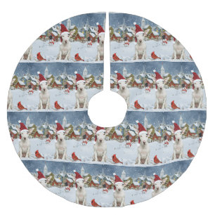 Bull Terrier Dog Winter Wunderland Weihnachtsfreud Polyester Weihnachtsbaumdecke