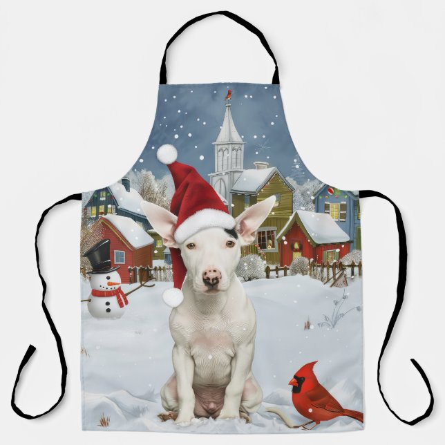 Bull Terrier Dog Winter Wunderland Weihnachtsfreud Schürze (Vorderseite)