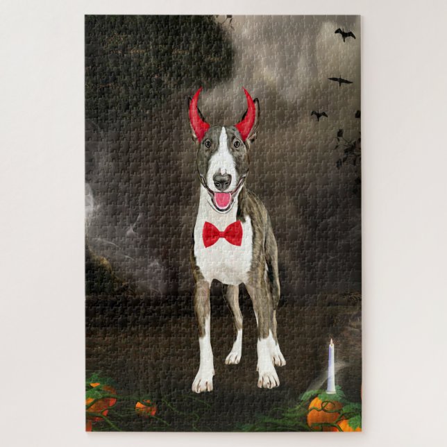 Bull Terrier Dog zu Halloween (Vertikal)
