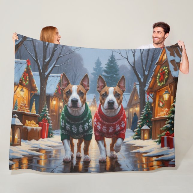 Bull Terrier Dogs Christmas Snow Holiday Fleecedecke (Beispiel)