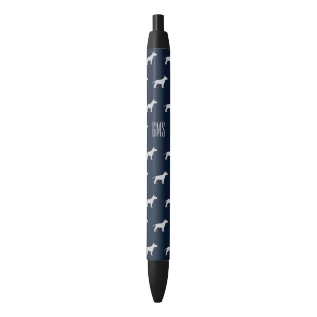 Bull Terrier Dogs Muster Mit Monogramm Kugelschreiber (Vorderseite Vertikal)