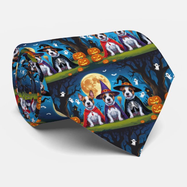 Bull Terrier Dogs Pumpkin Halloween Funny Krawatte (Gerollt)