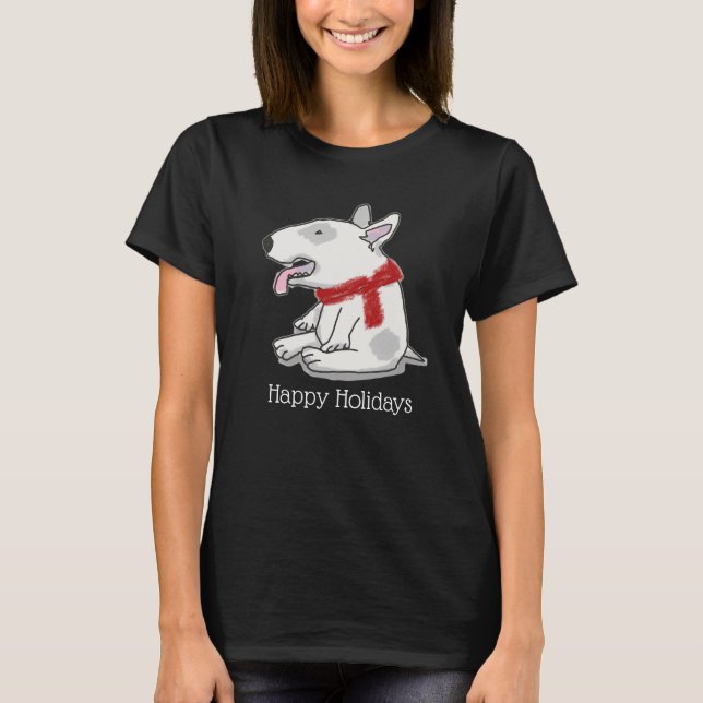 Bull Terrier Doodle Happy Holidays T-Shirt (Vorderseite)