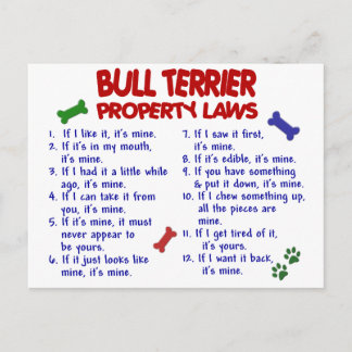 BULL TERRIER-Eigenschaftengesetze 2 Postkarte
