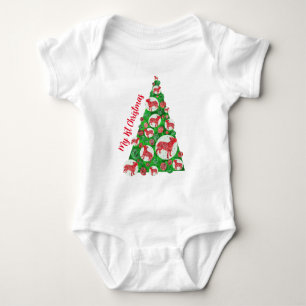 Bull Terrier Eng Dog Silhouette Weihnachtsbaum Red Baby Strampler