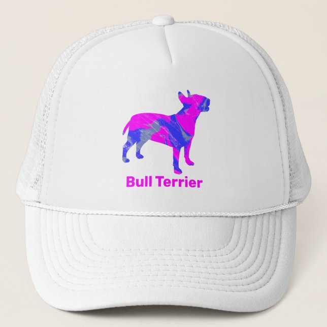 Bull Terrier English Dog Niedlich Pink Silhouette Truckerkappe (Vorderseite)
