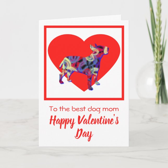 Bull Terrier English Dog Red Valentine's Day Card Dankeskarte (Vorderseite)