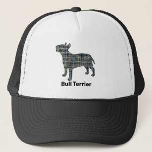 Bull Terrier English Dog Silhouette Grid Custom Truckerkappe