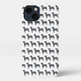 Bull Terrier English Dog Silhouette Grid Yellow iPhone Hülle