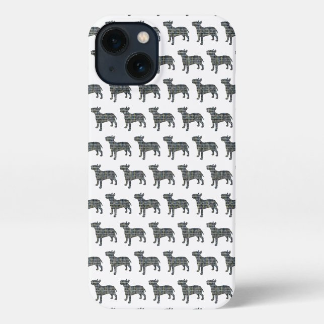 Bull Terrier English Dog Silhouette Grid Yellow iPhone Hülle (Rückseite)