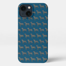 Bull Terrier English Dog Silhouette Grid Yellow iPhone Hülle