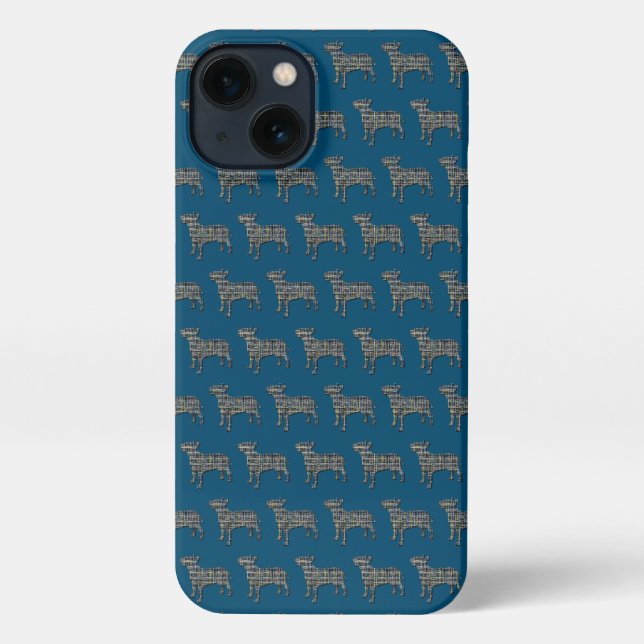 Bull Terrier English Dog Silhouette Grid Yellow iPhone Hülle (Rückseite)