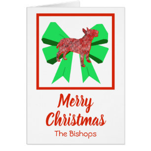 Bull Terrier English Niedlich Christmas Dog & Bow 