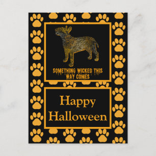 Bull Terrier EnglishDog Silhouette Happy Halloween Postkarte