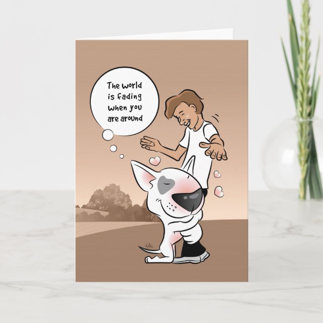 Bull Terrier Freundschaft Cartoon Grußkarte Karte (Vorderseite)