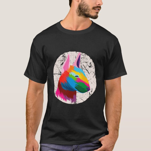 Bull Terrier Funny Multicolor Animal T-Shirt (Vorderseite)