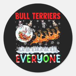 Bull Terrier für alle Weihnachtsbesitzer Santa Sle Runder Aufkleber