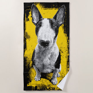 Bull Terrier Grunge-Portrait-Kunstwerk Strandtuch