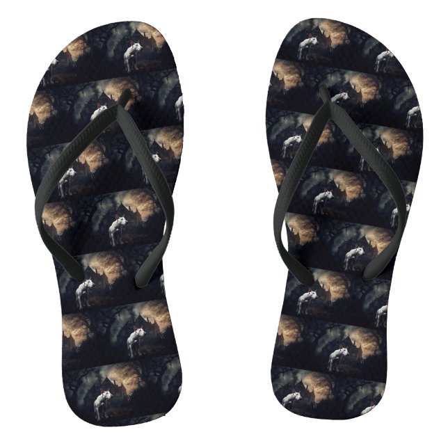 Bull Terrier Halloween Beängstigend Flip Flops (Fußbett)